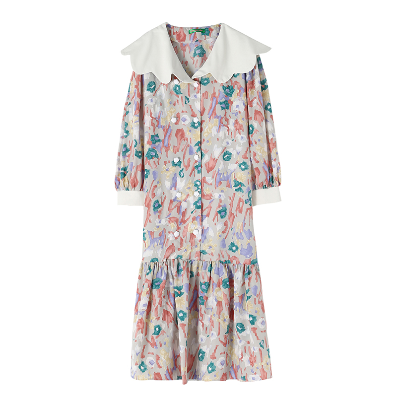 France style romantic large yard fat floral Casual dress for women