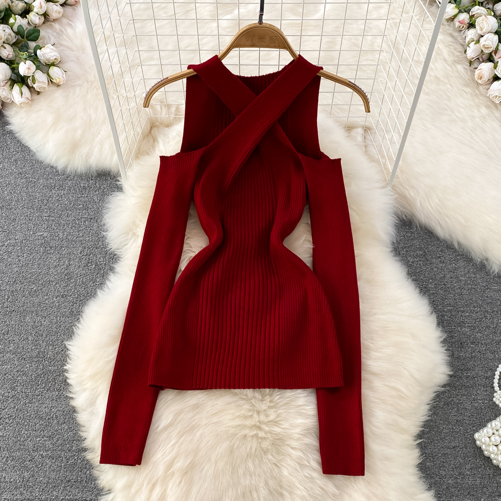 Fashion halter sweater autumn and winter spicegirl tops