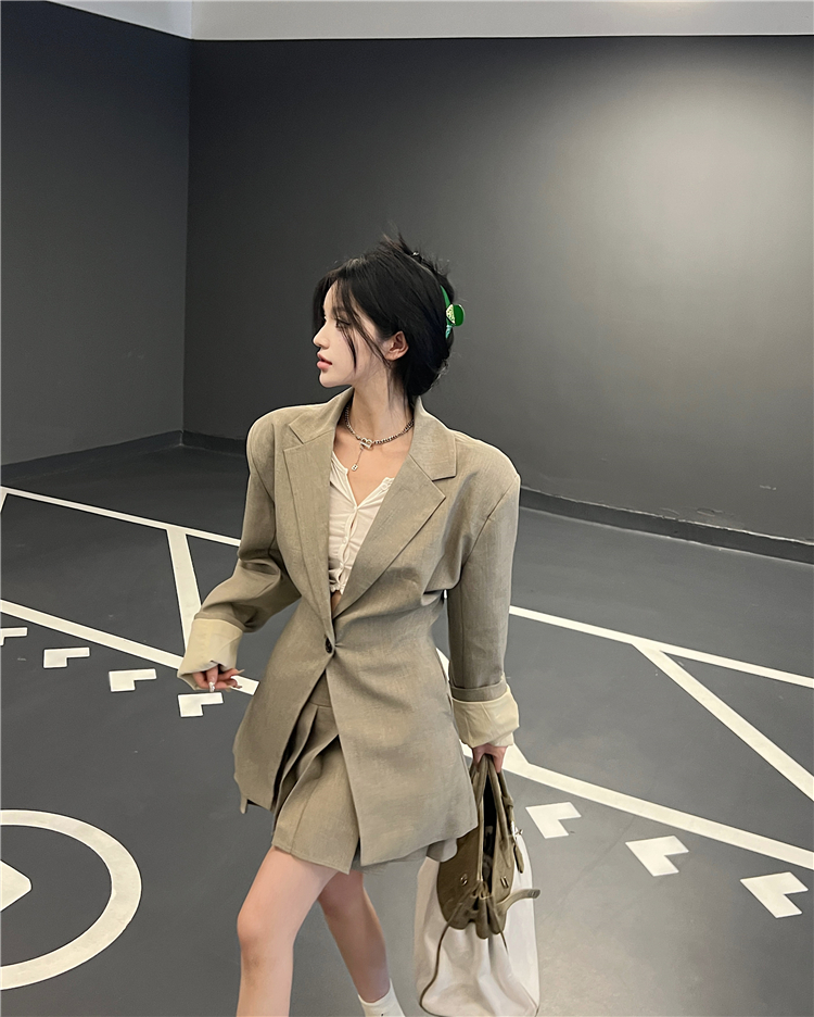 Pleated coat autumn business suit 2pcs set for women