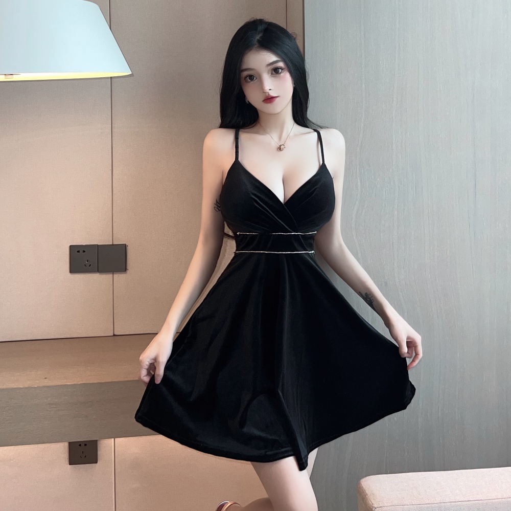 Slim short low-cut nightclub temperament sexy dress