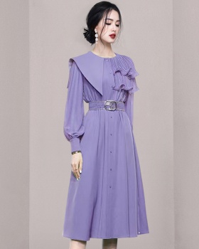 Light elegant lantern sleeve fashion asymmetry autumn dress