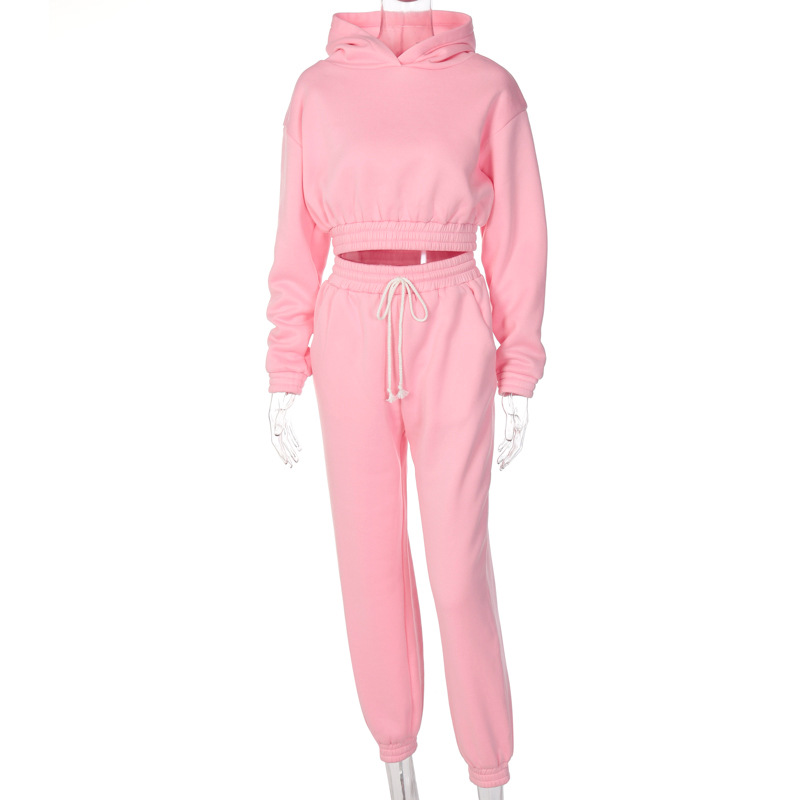 Hooded tops slim pencil pants a set for women