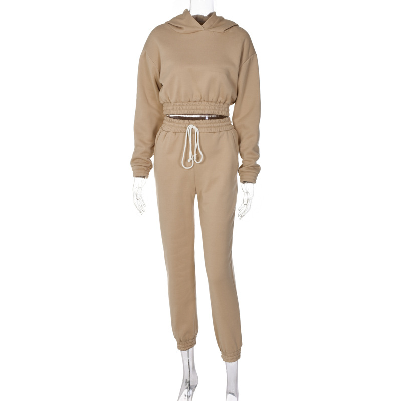 Hooded tops slim pencil pants a set for women