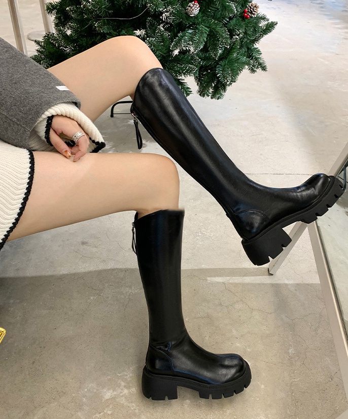 Winter thick crust thigh boots round boots for women
