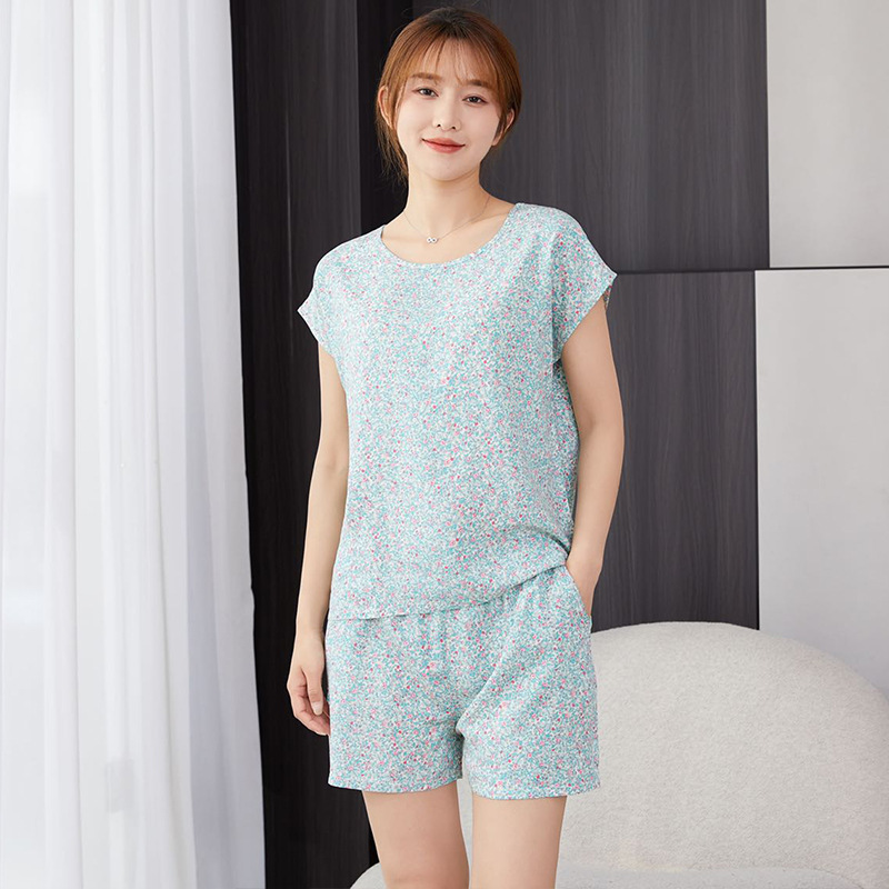 Thin loose pajamas homewear summer shorts 2pcs set