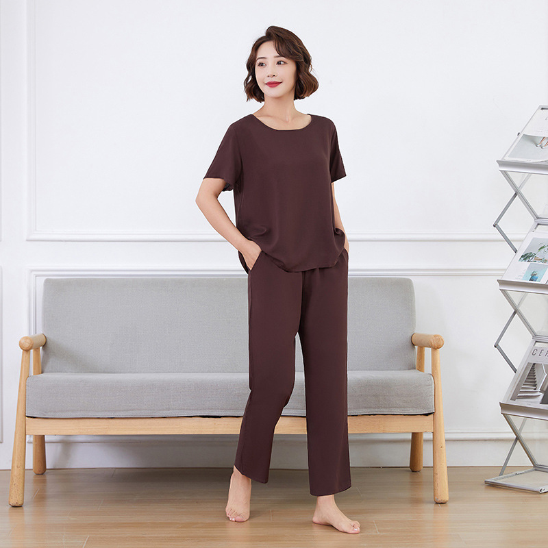 Thin pajamas homewear long pants 2pcs set for women