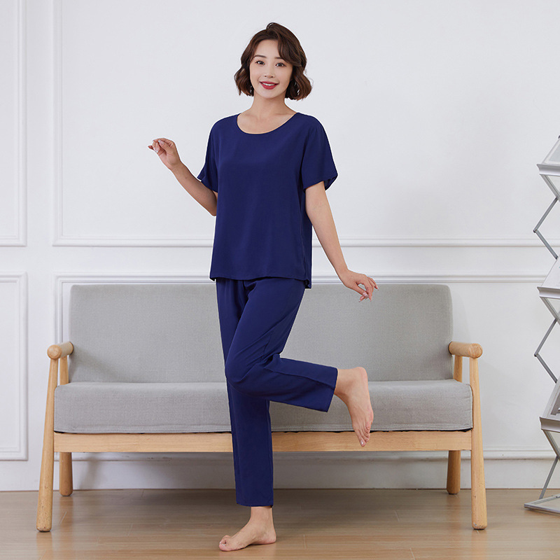 Thin pajamas homewear long pants 2pcs set for women