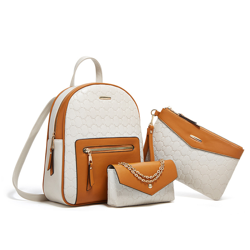Diagonal composite bag fashion backpack 3pcs set for women