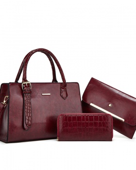 Fashion retro handbag crocodile composite bag 3pcs set