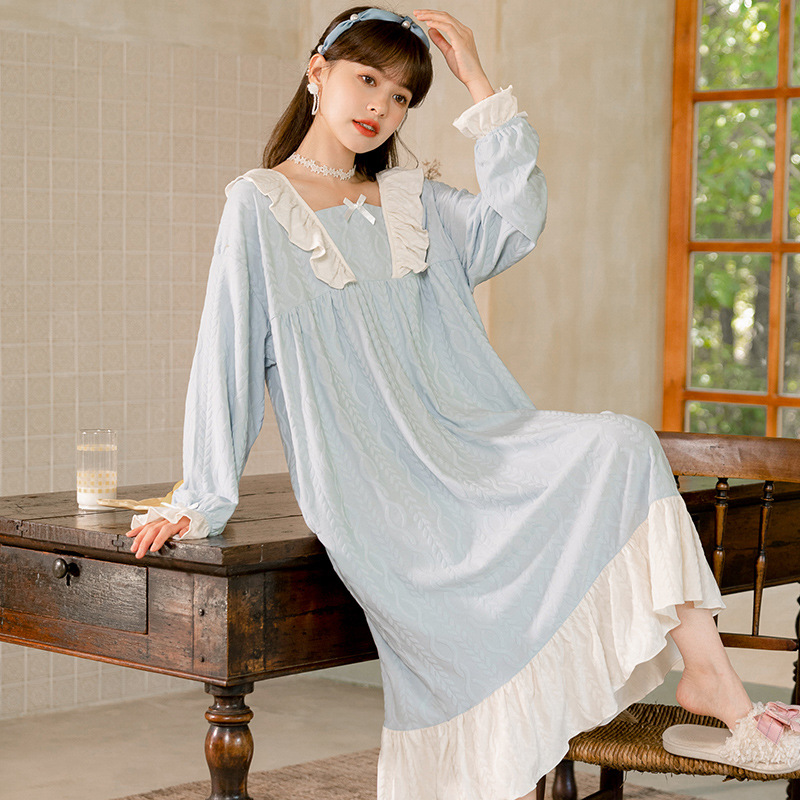 Korean style lengthen night dress student pajamas