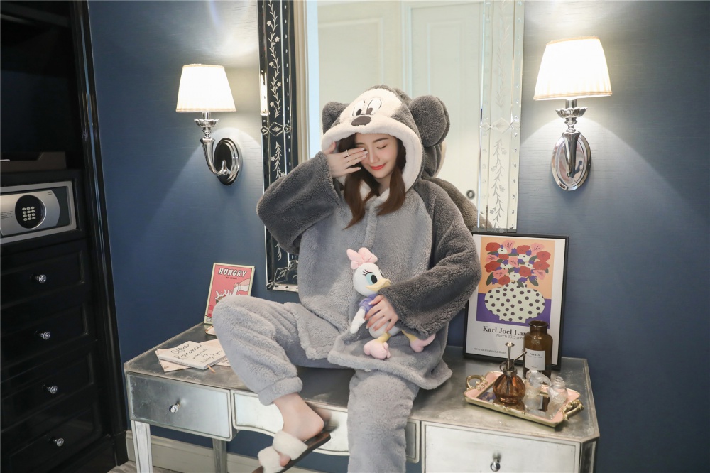 Cartoon pajamas homewear cardigan 2pcs set for women