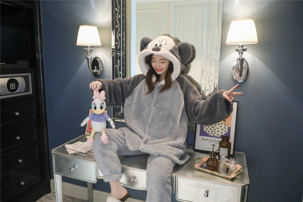 Cartoon pajamas homewear cardigan 2pcs set for women