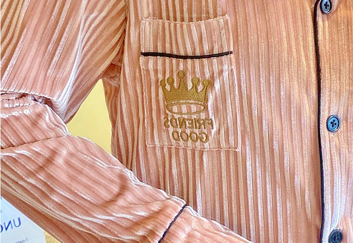 Thick lapel homewear golden velvet pajamas 2pcs set