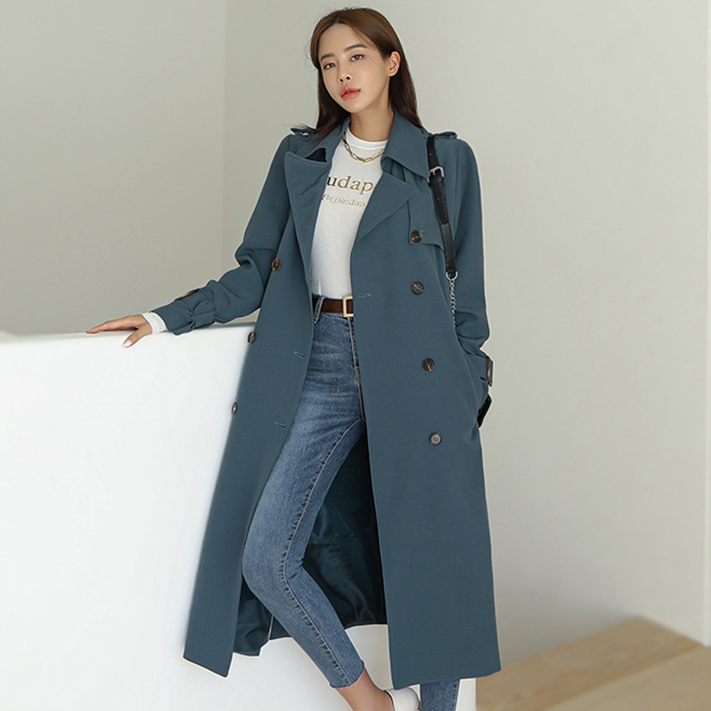 Korean style autumn windbreaker long overcoat