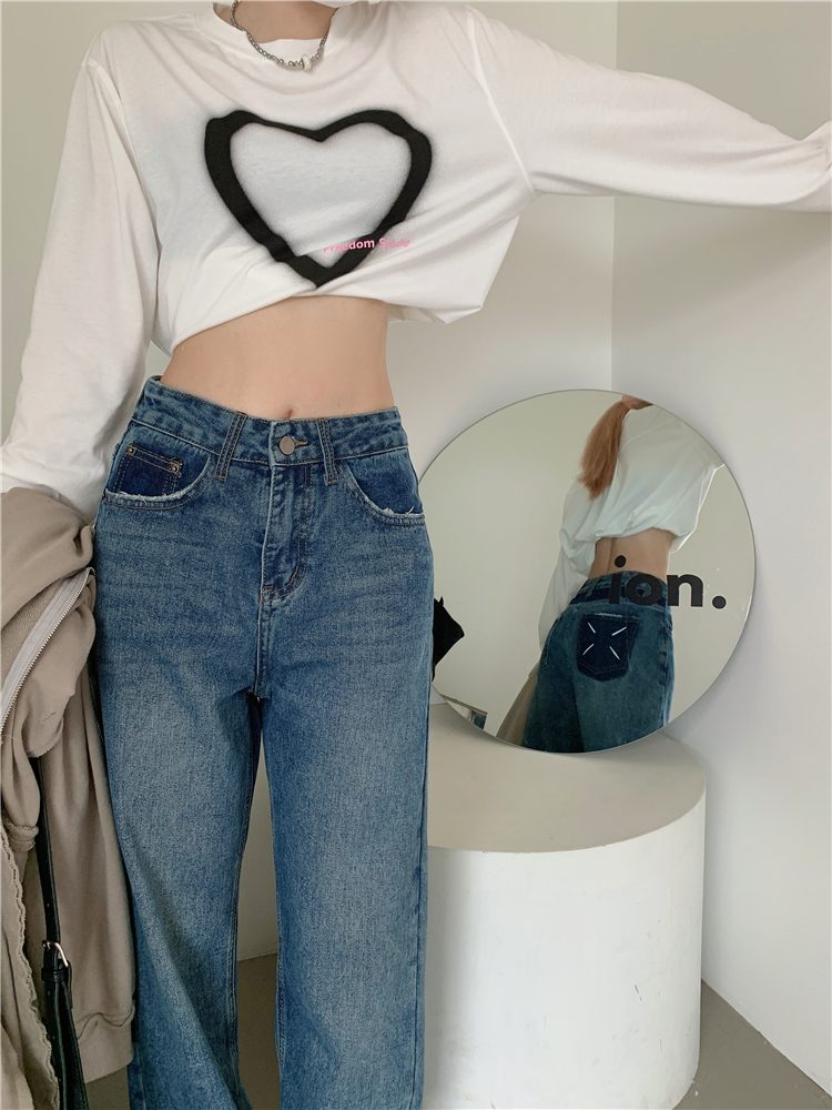 Long loose high waist Casual unique all-match jeans