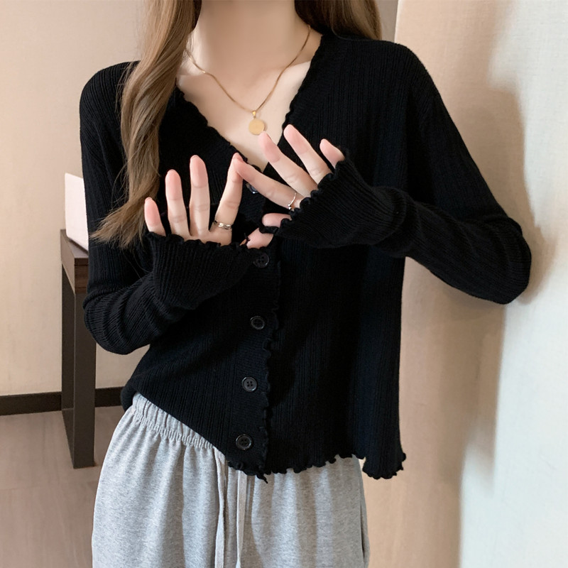 Slim knitted cardigan large yard fat coat for women