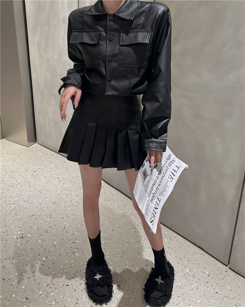 Locomotive autumn short skirt fashion high waist tops 2pcs set