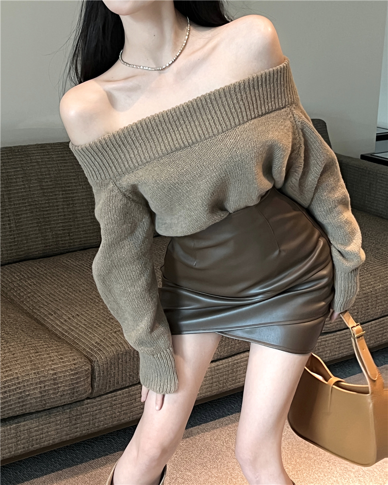 Long sleeve skirt lazy sweater 2pcs set