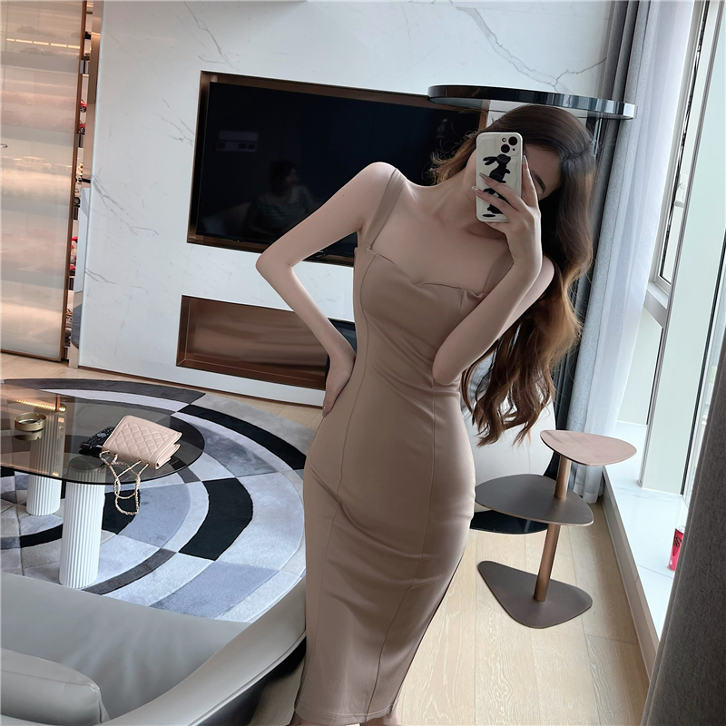 Sexy package hip ladies long slim bottoming dress