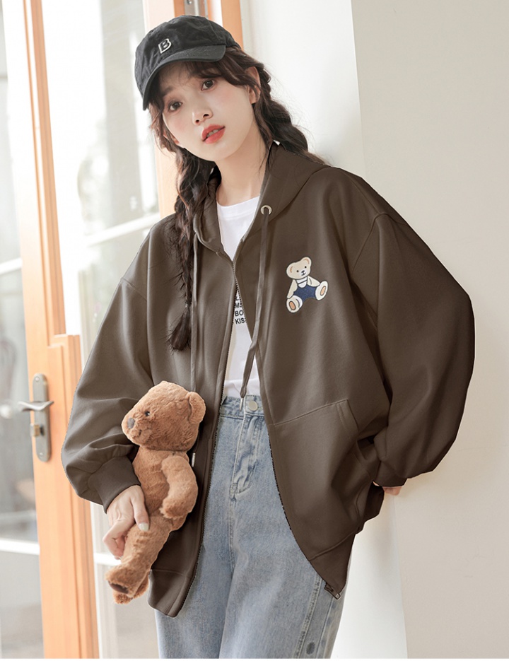 Embroidered hooded cubs hoodie autumn loose coat