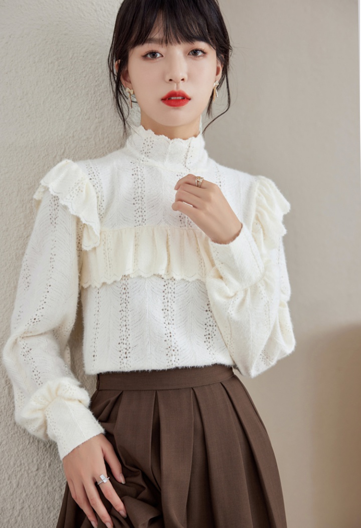 Lace France style tops long sleeve bottoming shirt