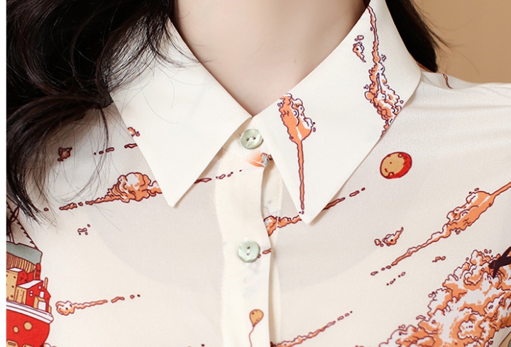 Real silk large yard tops slim printing shirt for women