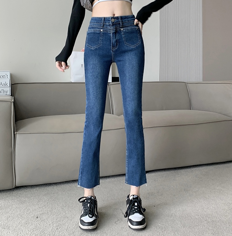 Autumn slim pants light-blue jeans for women