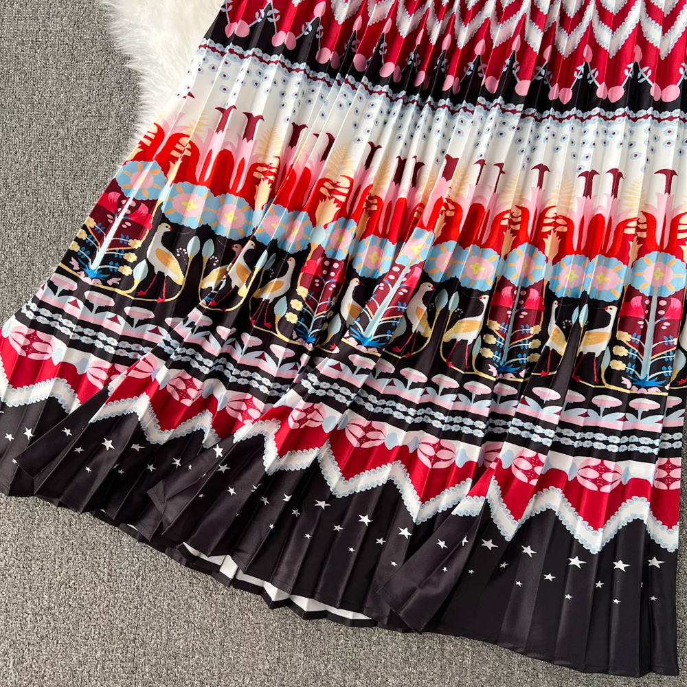 Pleated skirt tops 2pcs set for women