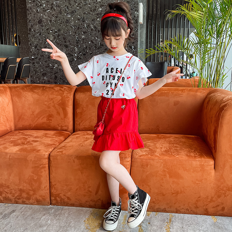 Korean style printing student short skirt 2pcs set