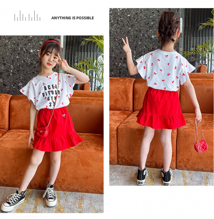 Korean style printing student short skirt 2pcs set