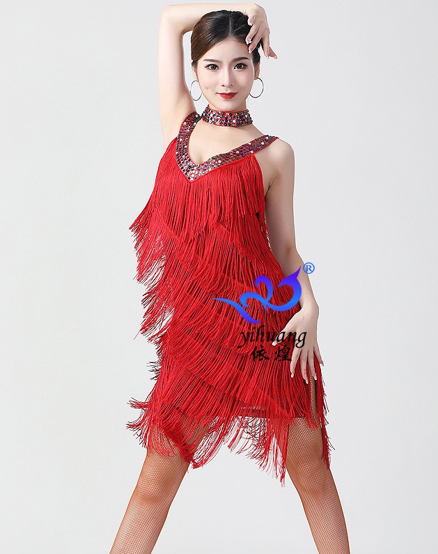Latin dance stage performance clothing sleeveless dress