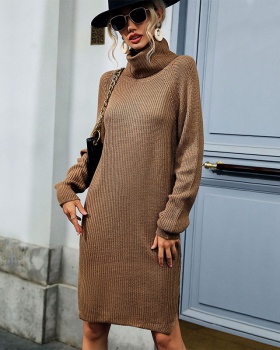 High collar fashion sweater dress for women
