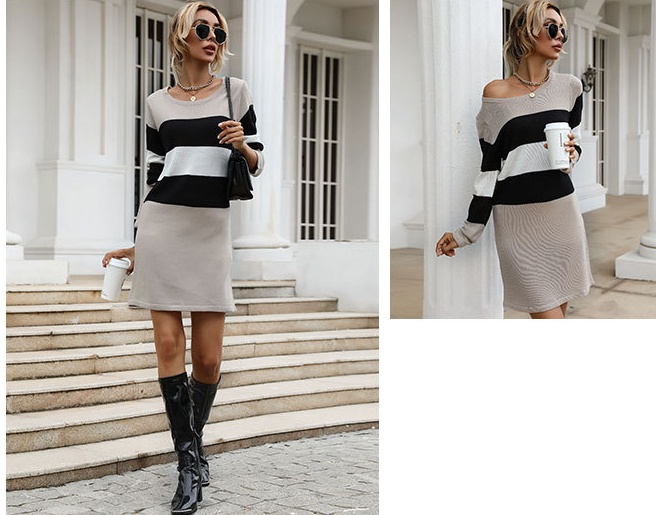 Casual bottoming long sleeve sweater dress for women
