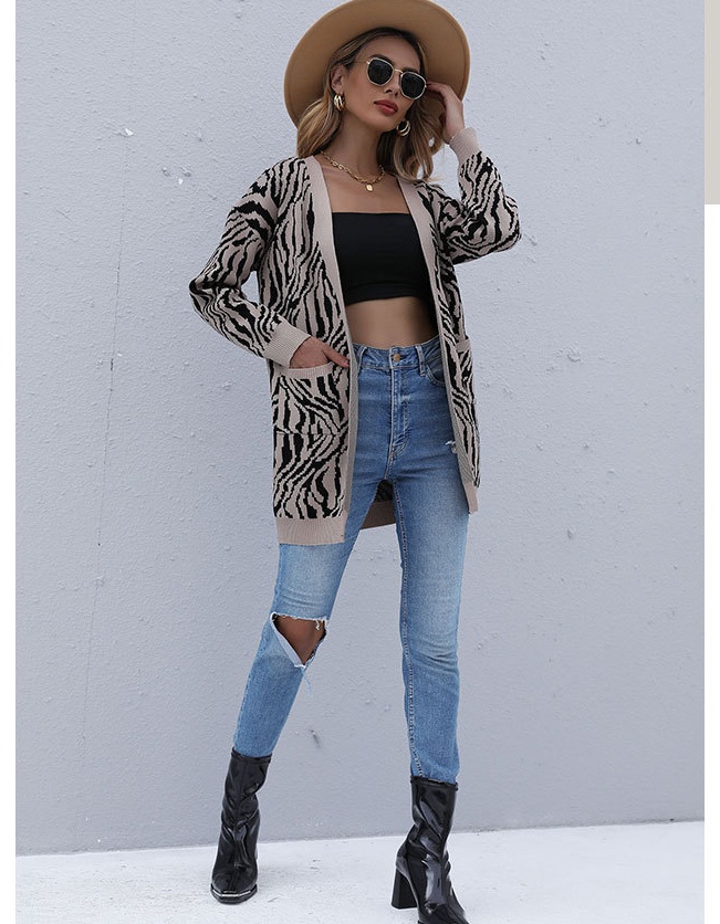 European style Casual sweater leopard cardigan for women