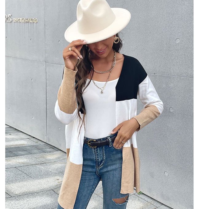 Casual cardigan mixed colors sweater for women