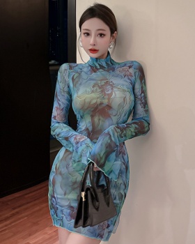 Printing personality tie dye slim dress