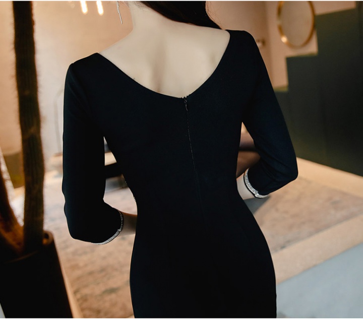 Fashion package hip V-neck slim autumn short sleeve dress