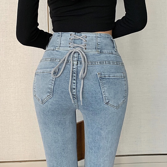 Peach tight pencil pants bandage jeans for women