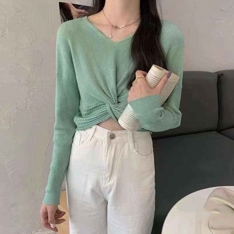 Autumn loose slim tops long sleeve unique sweater for women