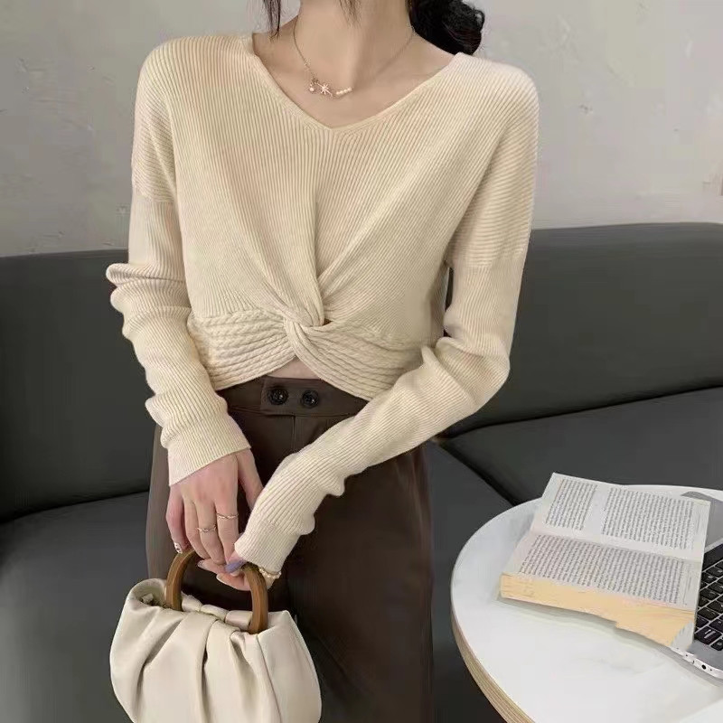 Autumn loose slim tops long sleeve unique sweater for women