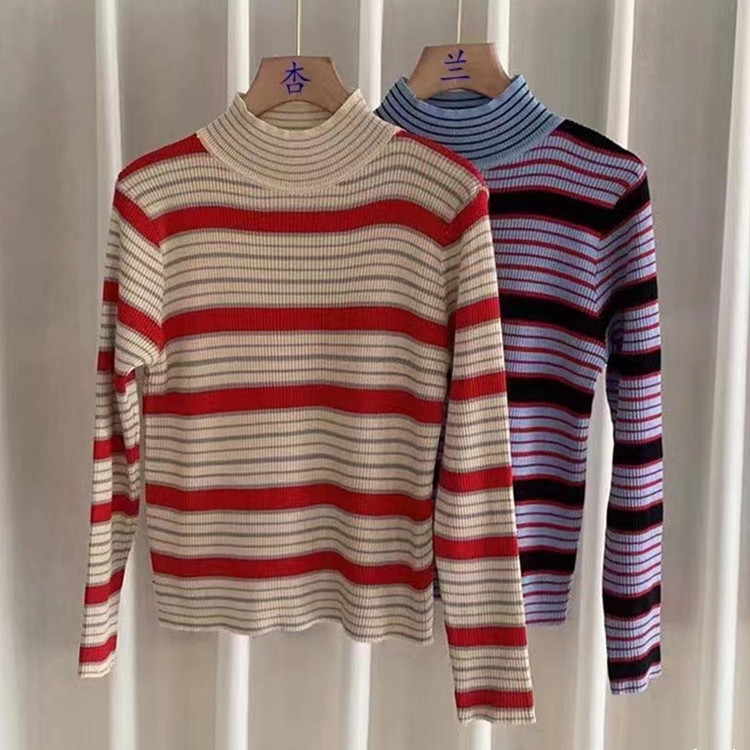 Mixed colors knitted winter tops slim fashion sweater