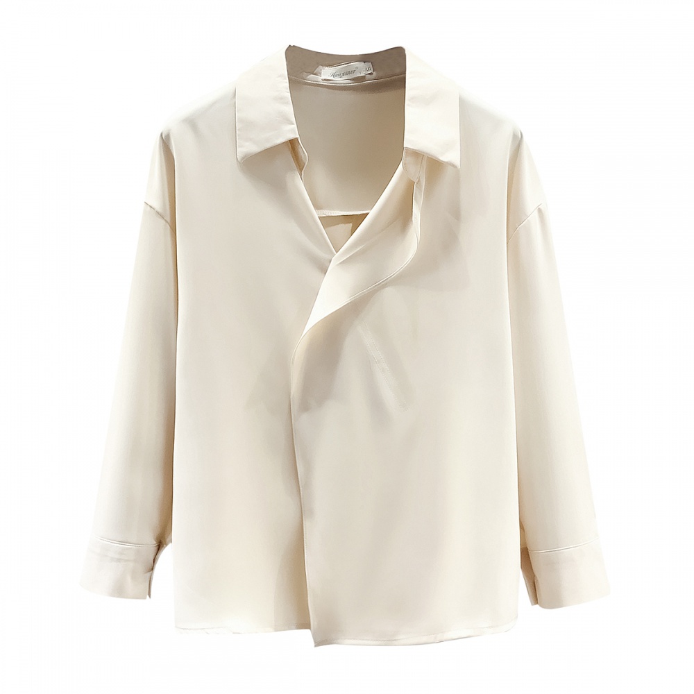 Retro autumn tops profession long sleeve shirt for women