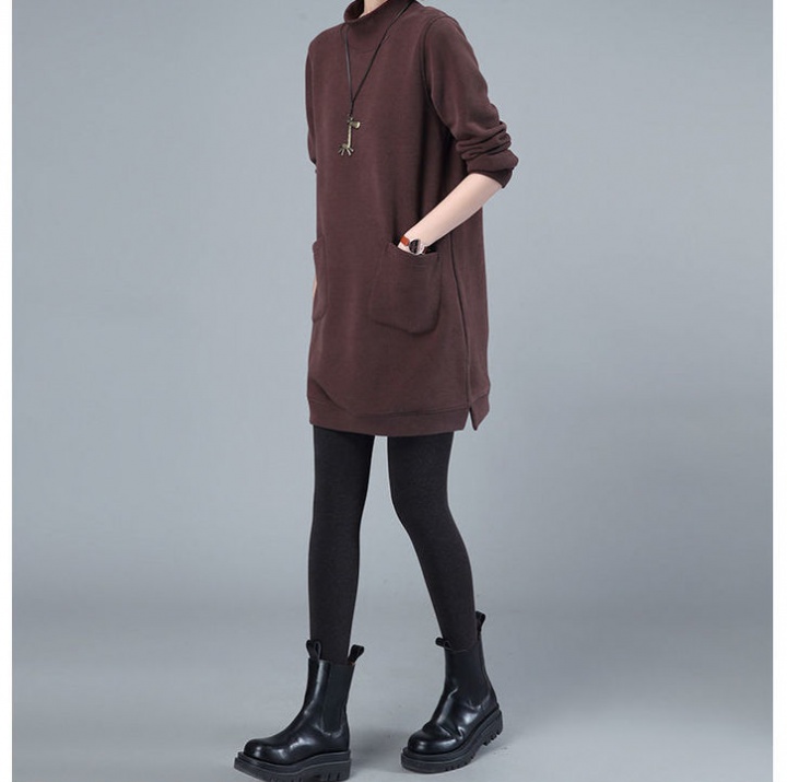 Autumn and winter high collar dress thick hoodie for women