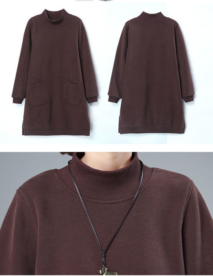 Autumn and winter high collar dress thick hoodie for women