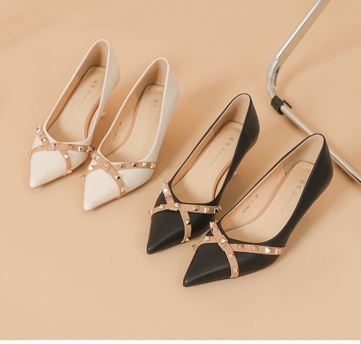 Fashion pointed stilettos France style rivet shoes for women