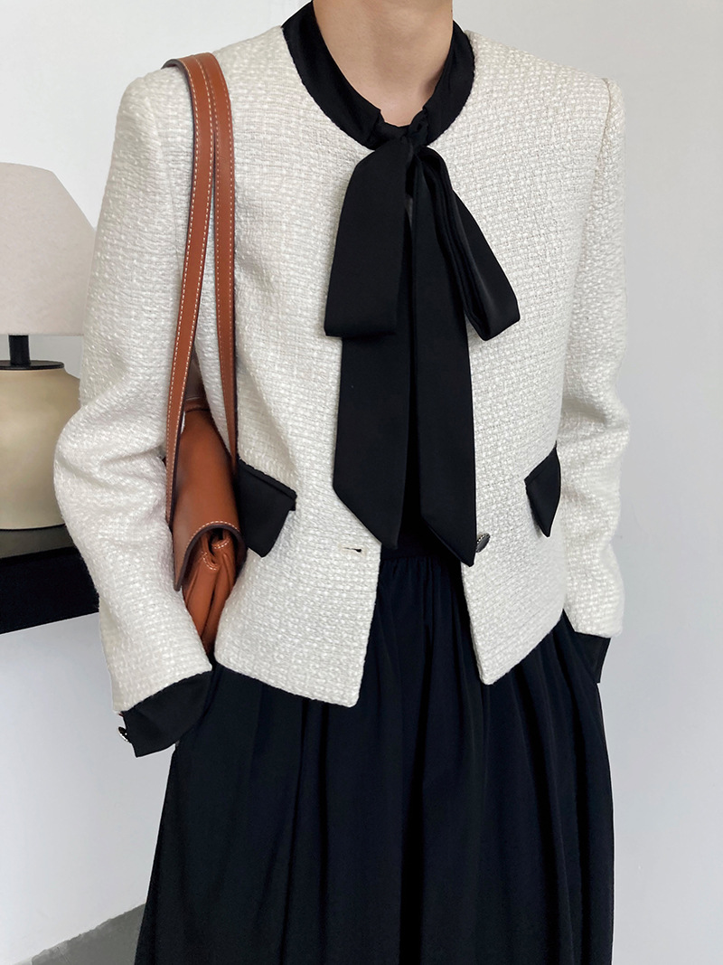 Frenum Korean style ladies coat autumn bow tops for women