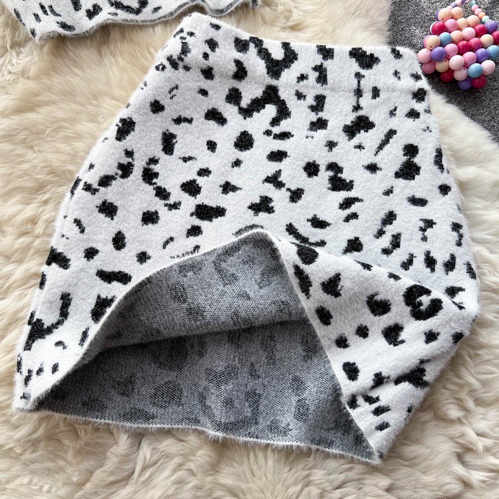 Summer small sling leopard skirt 2pcs set for women