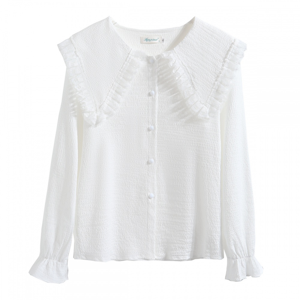 Autumn white shirt unique fashionable tops for women
