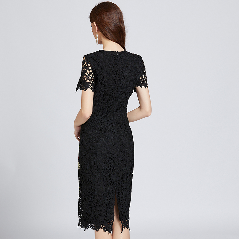 Package hip lace slim stereoscopic embroidery dress