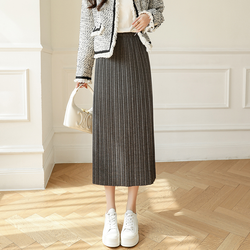 Long autumn and winter pure slim skirt for women